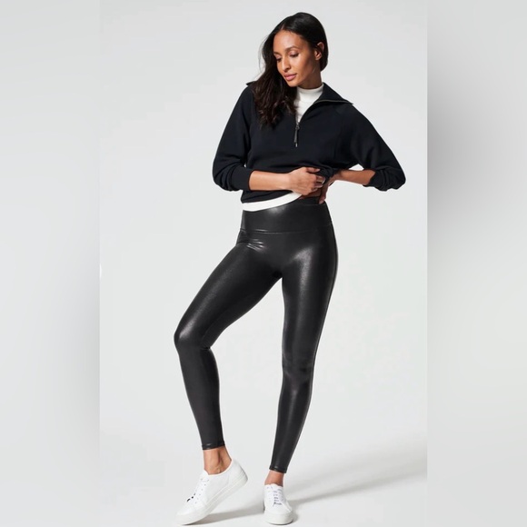 SPANX Pants - Spanx Faux Leather FLAW Shapewear Black Leggings Size S